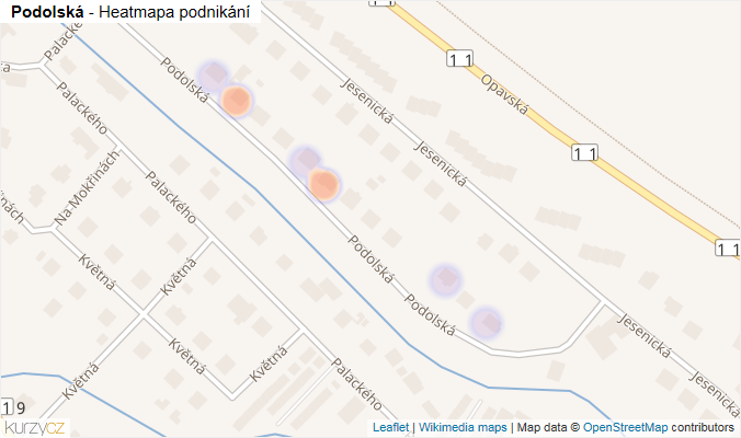 Mapa Podolská - Firmy v ulici.