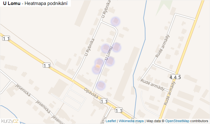 Mapa U Lomu - Firmy v ulici.