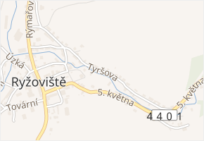 Tyršova v obci Ryžoviště - mapa ulice