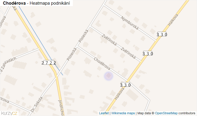 Mapa Choděrova - Firmy v ulici.