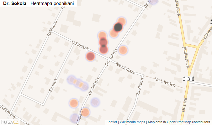 Mapa Dr. Sokola - Firmy v ulici.
