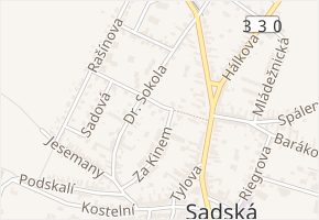 Na Lávkách v obci Sadská - mapa ulice