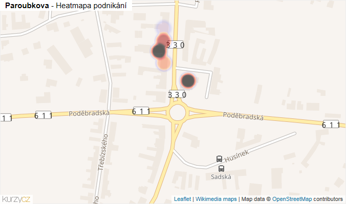Mapa Paroubkova - Firmy v ulici.