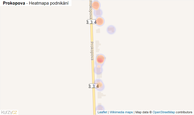 Mapa Prokopova - Firmy v ulici.