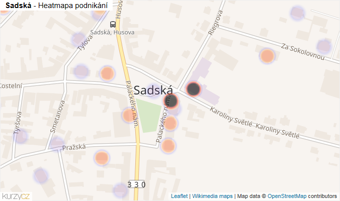 Mapa Sadská - Firmy v části obce.