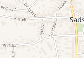 Tyršova v obci Sadská - mapa ulice