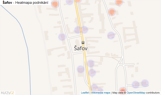 Mapa Šafov - Firmy v části obce.
