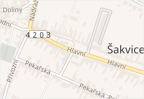 Šakvice v obci Šakvice - mapa části obce
