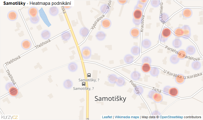 Mapa Samotišky - Firmy v části obce.