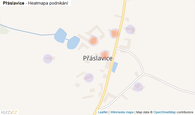 Mapa Přáslavice - Firmy v části obce.
