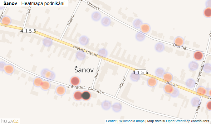 Mapa Šanov - Firmy v části obce.