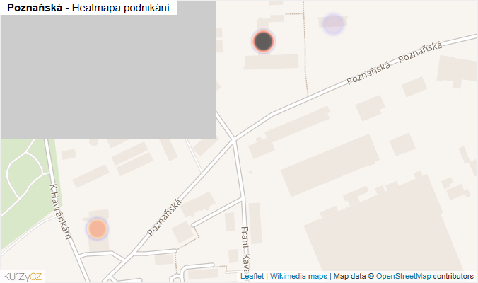 Mapa Poznaňská - Firmy v ulici.