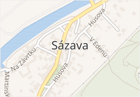 Sázava v obci Sázava - mapa části obce