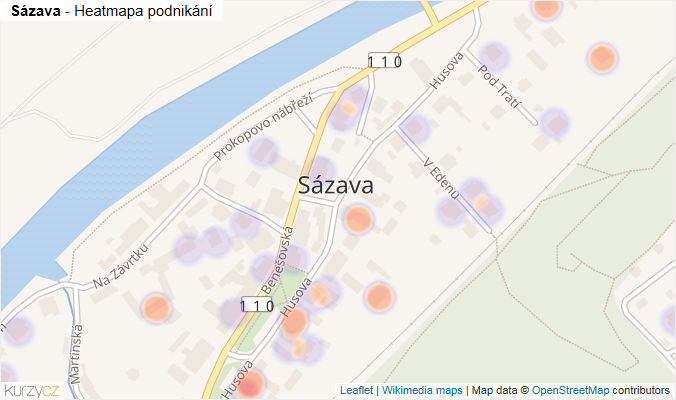 Mapa Sázava - Firmy v části obce.