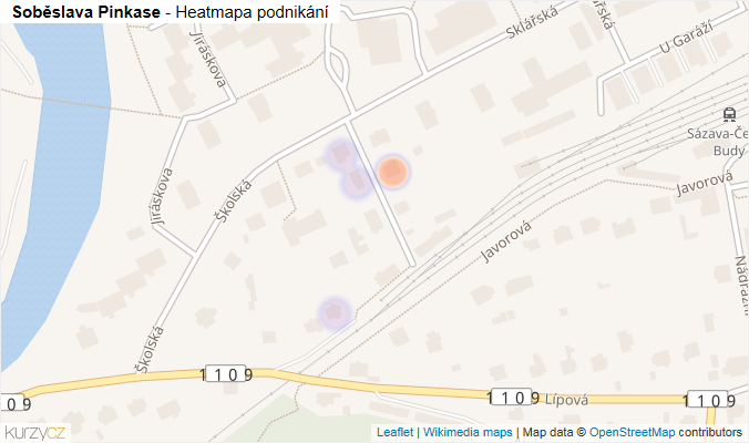 Mapa Soběslava Pinkase - Firmy v ulici.
