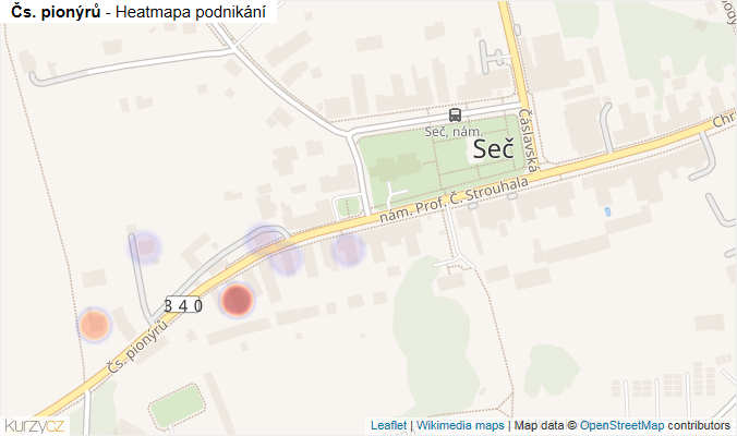 Mapa Čs. pionýrů - Firmy v ulici.