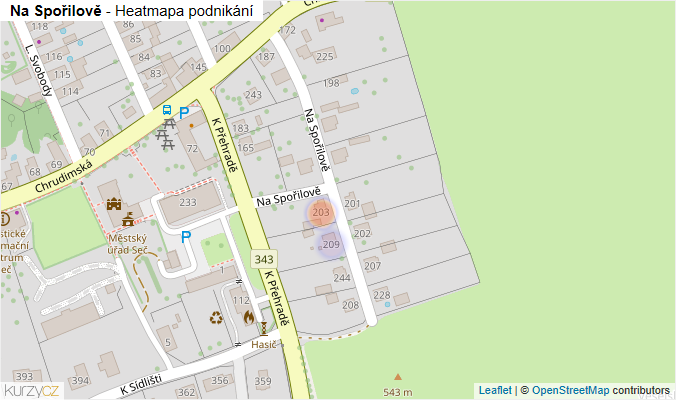 Mapa Na Spořilově - Firmy v ulici.