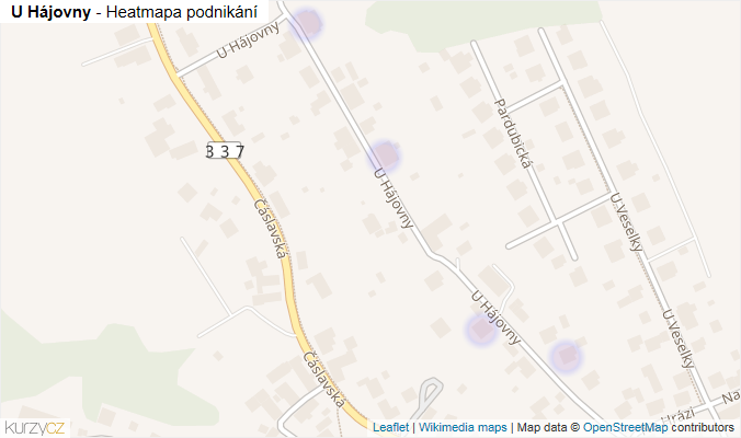 Mapa U Hájovny - Firmy v ulici.
