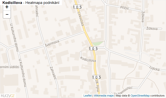 Mapa Kodicillova - Firmy v ulici.