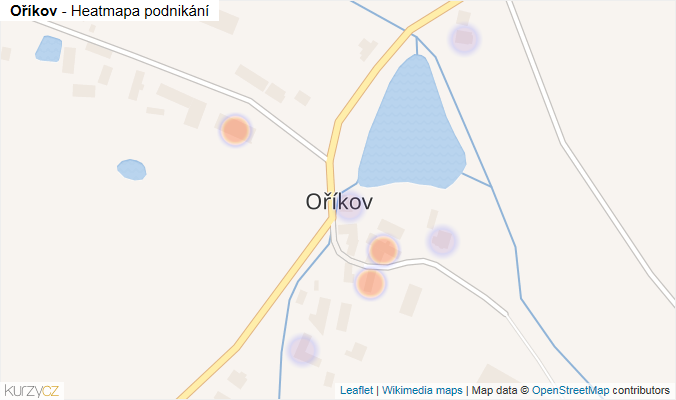Mapa Oříkov - Firmy v části obce.
