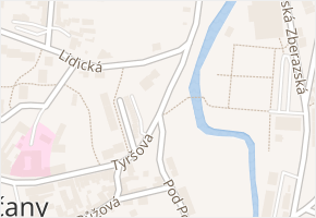 Tyršova v obci Sedlčany - mapa ulice