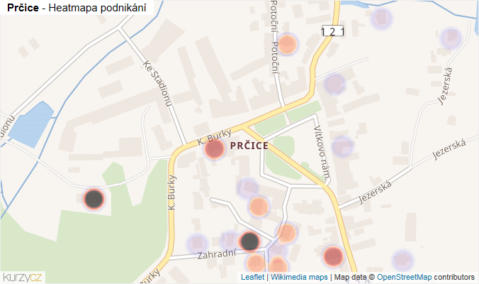 Mapa Prčice - Firmy v části obce.