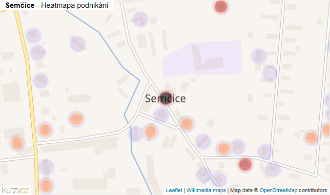 Mapa Semčice - Firmy v části obce.