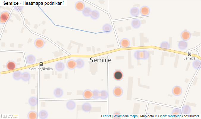 Mapa Semice - Firmy v části obce.