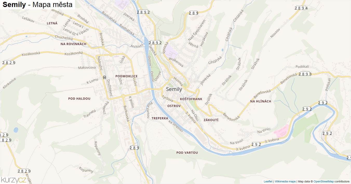 Semily - mapa města