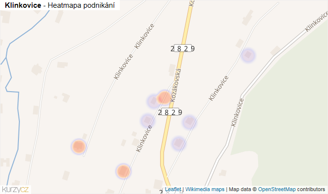 Mapa Klinkovice - Firmy v ulici.