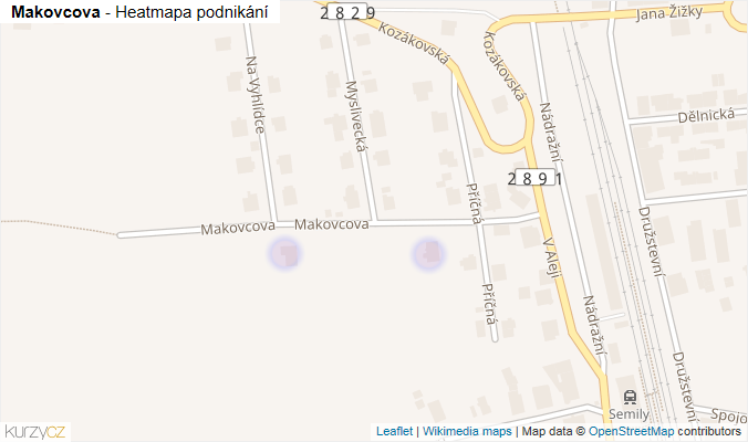 Mapa Makovcova - Firmy v ulici.