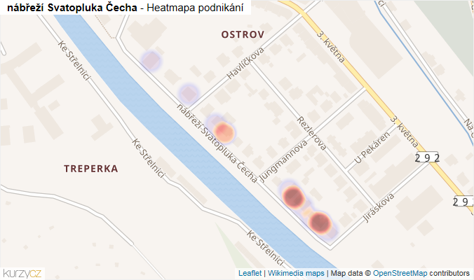 Mapa nábřeží Svatopluka Čecha - Firmy v ulici.