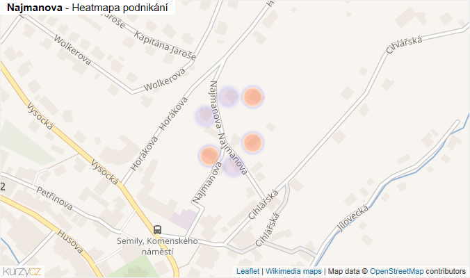 Mapa Najmanova - Firmy v ulici.