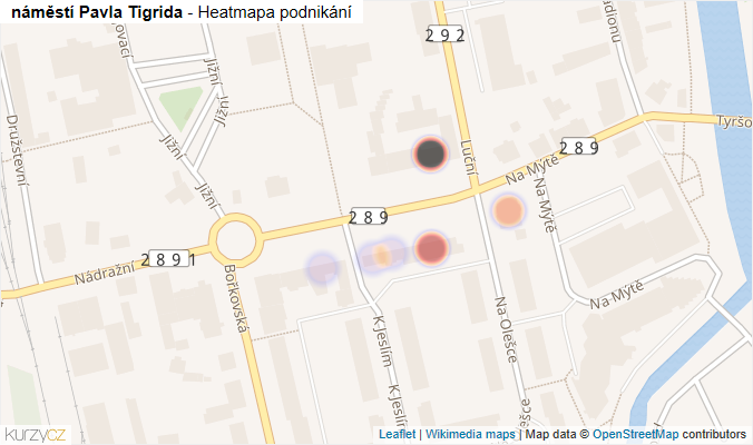 Mapa náměstí Pavla Tigrida - Firmy v ulici.