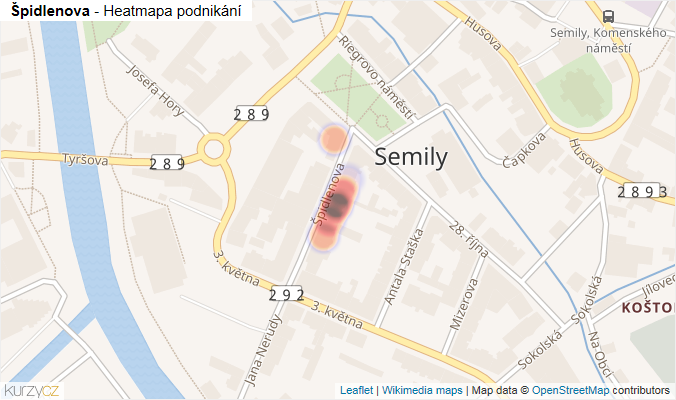 Mapa Špidlenova - Firmy v ulici.