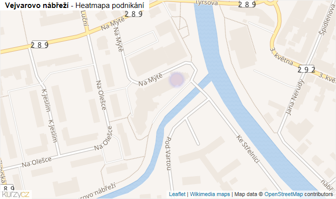 Mapa Vejvarovo nábřeží - Firmy v ulici.
