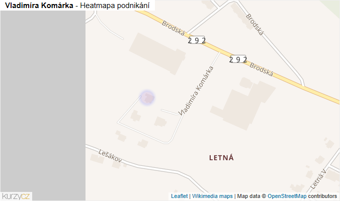 Mapa Vladimíra Komárka - Firmy v ulici.