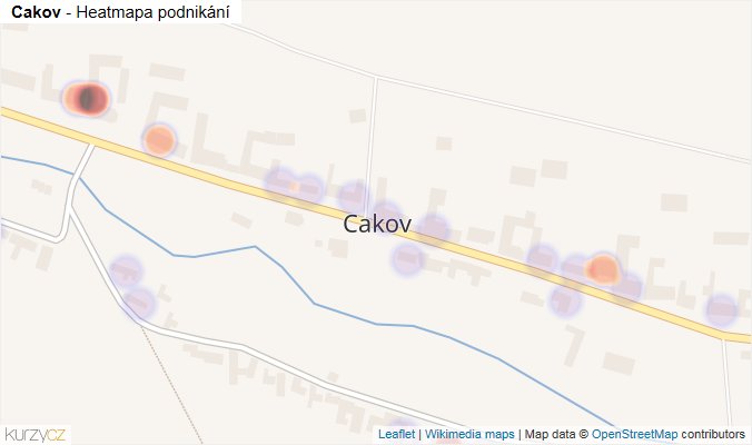Mapa Cakov - Firmy v části obce.