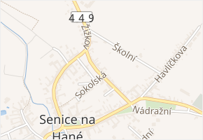 Sokolská v obci Senice na Hané - mapa ulice