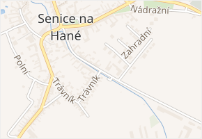 Trávník v obci Senice na Hané - mapa ulice
