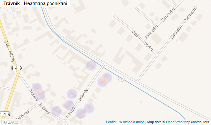 Mapa Trávník - Firmy v ulici.
