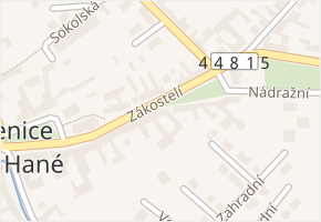 Zákostelí v obci Senice na Hané - mapa ulice