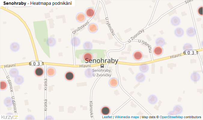Mapa Senohraby - Firmy v části obce.