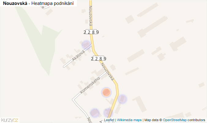 Mapa Nouzovská - Firmy v ulici.