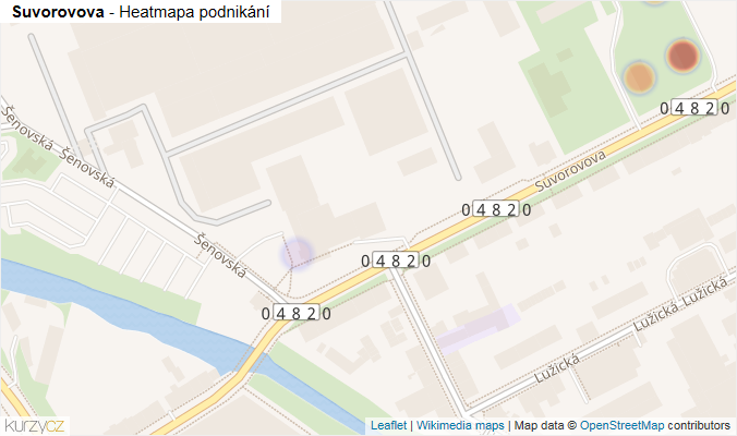 Mapa Suvorovova - Firmy v ulici.