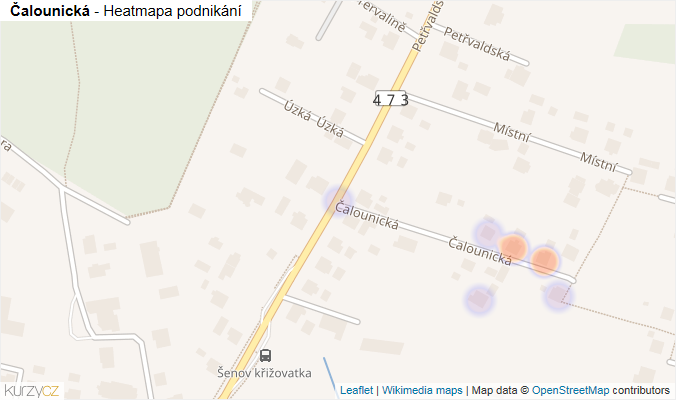 Mapa Čalounická - Firmy v ulici.