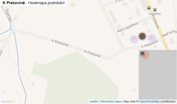 Mapa K Pískovině - Firmy v ulici.