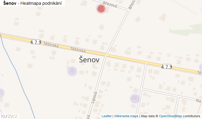 Mapa Šenov - Firmy v části obce.