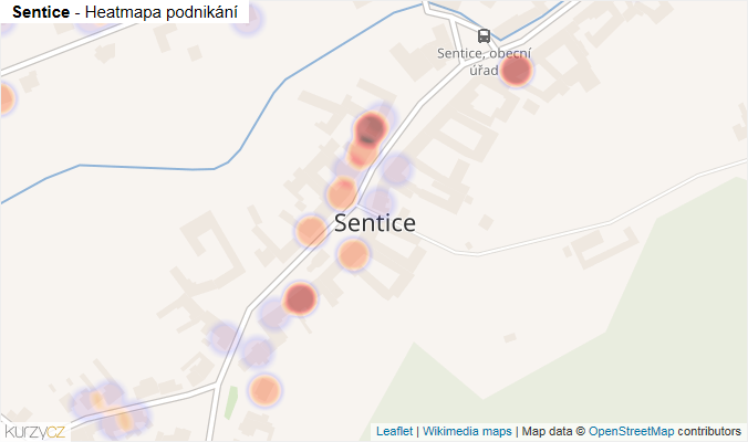 Mapa Sentice - Firmy v části obce.