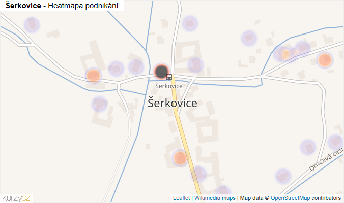 Mapa Šerkovice - Firmy v části obce.